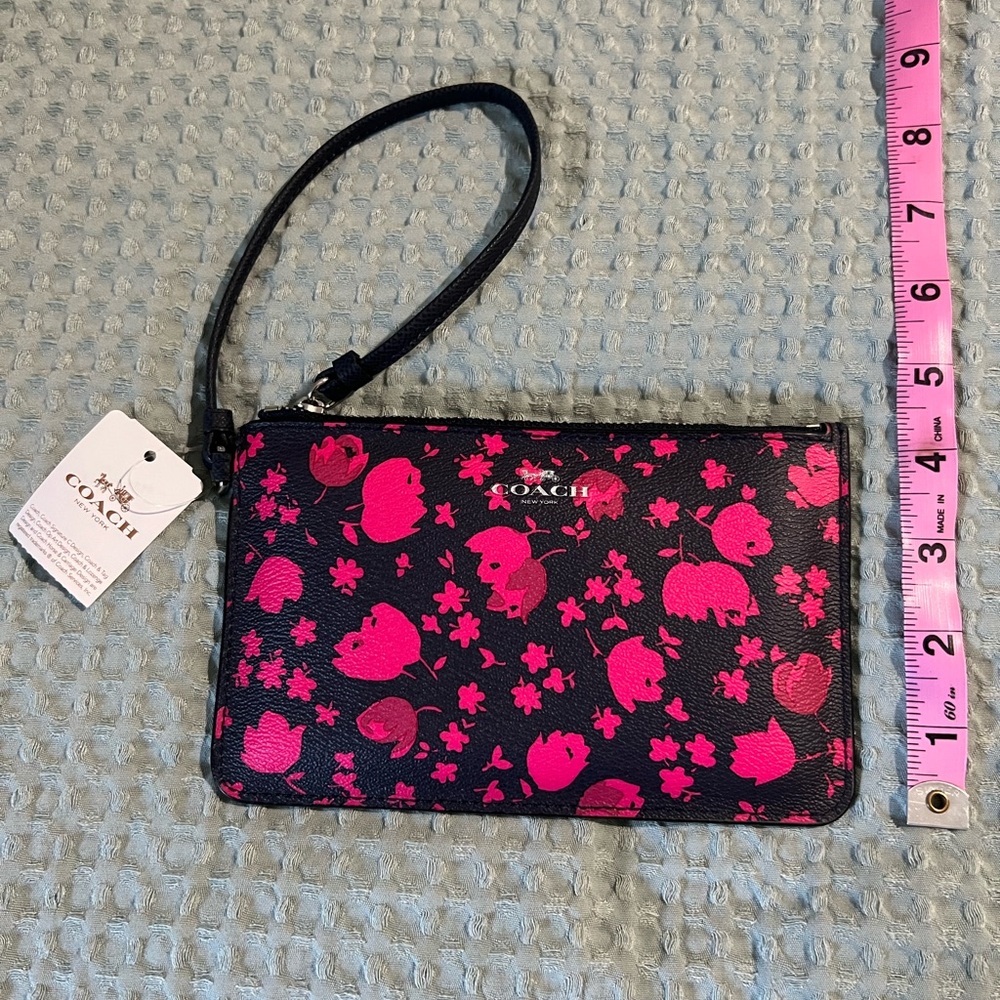 Coach Black and Pink Floral Wristlet - Picture 2 of 7